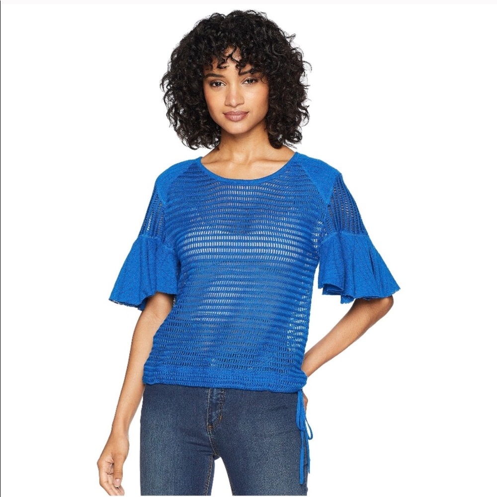 Free People Bright Blue Knit Top Lasting Laguna - Picture 1 of 8